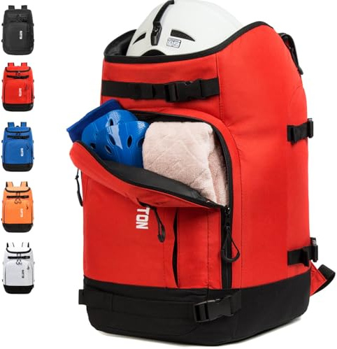 MARITTON SIK Boot Bag - Ski Boots and Snowboard Boots Travel Backpack for Ski Helmet, Goggles Gloves Ski, Snowboard & Accessories (Red)
