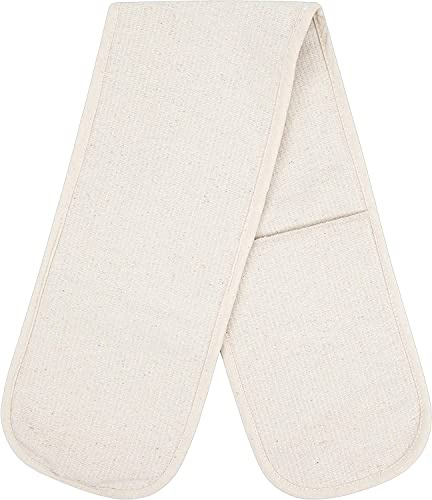 100% Cotton Professional Double Oven Glove Chef Catering Home Kitchen Cooks Restaurant Double Oven Cooking Gloves Heat Resistant Pot Holder Mitt 4 Sizes (17x68 cm)