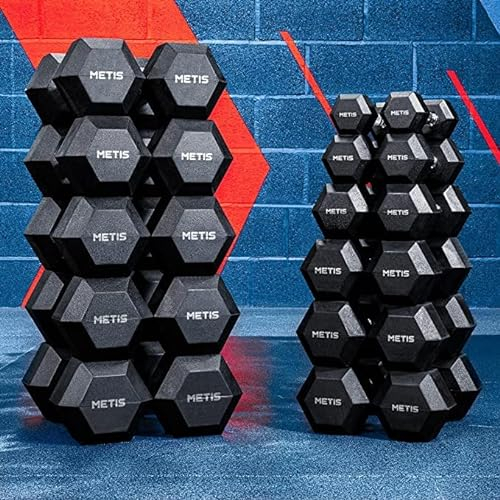 METIS Hexagon Kurzhanteln - Hanteln für Krafttraining (als Paar erhältlich) | 2,5kg – 27,5kg | Gewichte Hantel | Fitness Geräte Zuhause | Dumbbell Set (12,5kg)