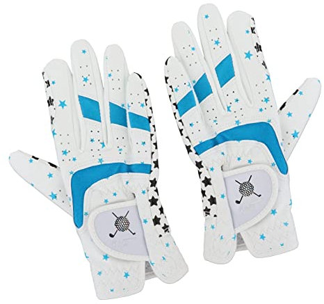 Amagogo Kinder-Golfhandschuhe für die Linke Hand und die rechte Hand. Bequemer, atmungsaktiver Mikrofaser-Golfhandschuh zum Fahren von Outdoor-Sportarten im, Blau 15,5-16 cm