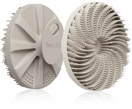 BEAUTAIL Brosse de bain exfoliante douce en silicone pour peaux sensibles, design innovant en poils en silicone pour bien mousser, poignée ergonomique antidérapante, 1 pièce (Starlight)