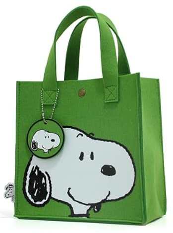 Newhope S-noopy su Borse Per La Spesa Riutilizzabili，ideale come zaino da viaggio, zaino donna，S-noopy cartone animato feltro borsa shopping bag （verde）