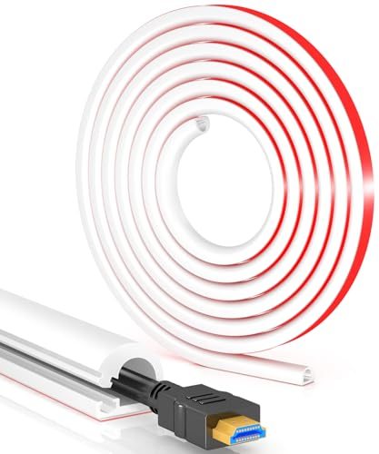 EIN-Selbstklebende Kabelabdeckung 4 Meter, kabelkanal flexibel selbstklebend, weiche PC-Kabelabdeckung für das Heimbüro Fernsehgeräte, weiß