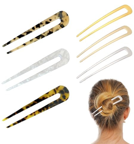 GUTERTOP 6 Stück French Twist Hair Pin, U-Förmige Französische Haarnadel für Dickes Haar, Haarnadeln Groß für Alle Haartypen von Frauen und Mädchen Styling Haar Accessoires