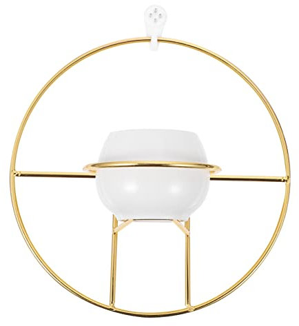 Amosfun 1Stk Wandmontierter Blumentopf aus Keramik einzigartig Bahnhof Blumentöpfe draußen Korb Wall Hanging Plant Pot blumentopf drinnen Hängende Dekoration Heimdekoration Metall Golden