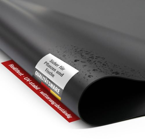 ANKO PLANEN lámina PVC para Estanque Negra - Lona Flexible y Resistente - Resistente a UV y heladas, antirraíces - Segura para Peces y Plantas - Made in EU (Negro 0,5mm, 8,0m x 9,0m)
