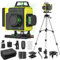 Niveau Laser Autonivelant 360° X 4, Lazer Niveaux Chantier 4d 16 Lignes Laser, Mode Impulsion ExtéRieur, 2 X Batterie,Nivellement Automatique, Support Rotatif, TéLéCommande (Avec trépied)