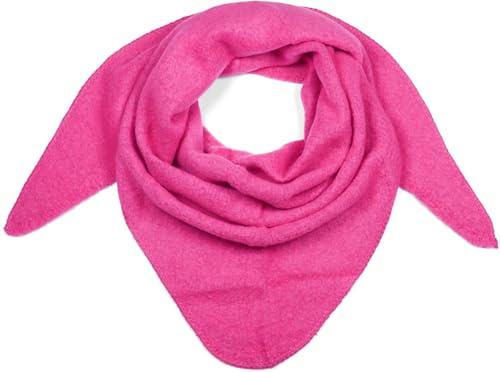styleBREAKER Dam stor stickad triangel halsduk enfärgad melerad | mjuk varm vinter triangelduk | stickad halsduk av viskos ull för mysig look, fuchsia, Einheitsgröße