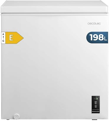 Cecotec Congelador Horizontal 198L Bolero CoolMarket Chest 198P White E. Cesta con Asas, Control Electrónico LED, UltraContact D-Cool, Dual Function, Puerta ZeroG (80º-30º), Fast Freezing, Compacto