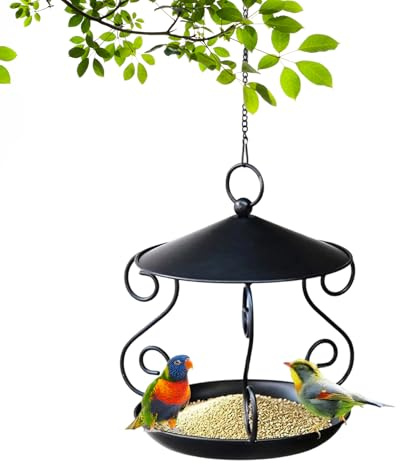 Comederos para Pájaros Al Aire Libre - Contenedor De Alimentos Metálicos Impermeable - Alimentador Suspendable | para Jardín Patio Terraza Balcón Parque De Observación