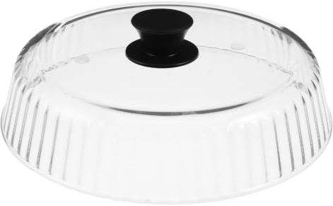 OSALADI Mikrovågsugnsglasstänkskydd med silikonhandtag, 25 cm glastallrikslock med ånghål, genomskinligt mikrovågslock för att hålla ugnen ren (randigt)