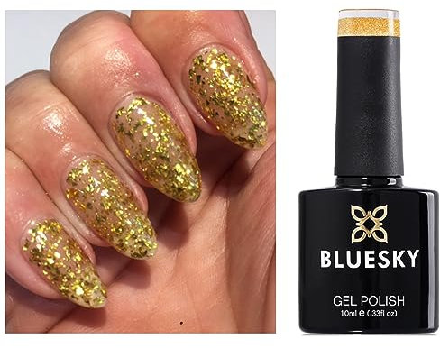 Bluesky Brilliant Gold Yellow Glitter Nail Gel Polish UV LED Soak Off 10ml