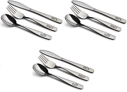 9 Piece Stainless Steel Kids Cutlery, Child and Toddler Safe Flatware, Kids Silverware, Kids Utensil Set Includes 3 Knives, 3 Forks, 3 Spoons, Total of 3 Place Settings, Ideal for Home and Preschools
