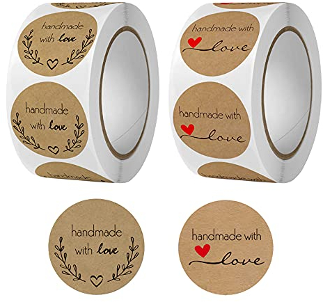 Pamtns Handmade Aufkleber 1000 Stück Selfmade Etiketten Label Papier Abdichtung Handgemachte Marmeladen Etiketten Selbstgemacht Einmachetiketten