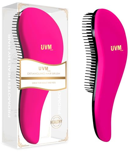 Brosse à cheveux démêlante pour femmes, filles et enfants – Faites glisser la brosse démêlante pour cheveux mouillés, fins, bouclés, épais et afro (Rose Rouge)