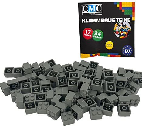 CMC imports 50 Klemmbausteine Bausteine Grundbausteine 2x2 Noppen Kompatibel Bricks 34 vers. Farben (280 - Grau)