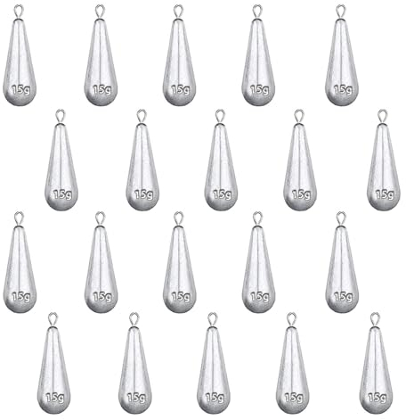 20 PCS Plomo De Pesca, Pesas De Pesca, Pesca Sinker, Pesos de Pesca Plomos, Plomos De Pera, Kit De Pesas De Pesca, Agua Plomada De Pesca, Pesca Pesos Drop Shot para Pesca De Mar y Agua Dulc