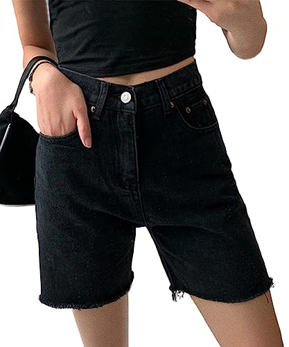 ORANDESIGNE Shorts en Denim Femme Taille Haute Été Harajuku Jean Bermuda Y2k Baggy Biker Shorts Style Coréen Filles Preppy Streetwear