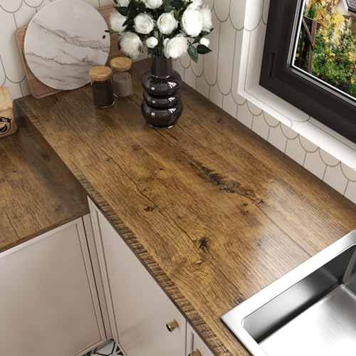 Yullpaper Carta Da Parati Effetto Legno Pellicola Marrone per Mobili Adesiva Cucina Carta Adesiva per Mobili Pareti Legno Carta Da Parati Adesiva Muro Soggiorno Pellicola per Tavolo 40cm x 300cm