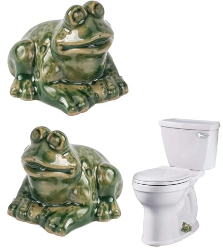 WC-Bolzenabdeckungen aus Keramik, mit Froschmotiv, dekorativ, lustige Schildkröten-Themen-Gadgets für die Toilette, einfache Installation, WC-Ersatzteile (2 Stück Frosch)