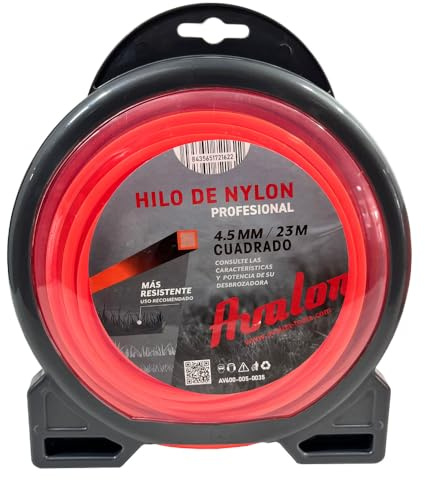 Avalon - Hilo Cuadrado de Nylon para desbrozadora y cortacésped (3 mm x 50 m) para el Corte de maleza, zarzas, pequeños arbustos y vegetación densa