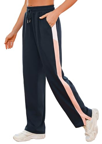 Crewhpo Pantaloni Sportivi Donna Larghi Pantaloni Tuta Vita Alta Pantalone Tuta Caldo Pantaloni della Tuta a Gamba Larga Comodo Pantaloni Capri per Jogging Fitness Sport S-XXL
