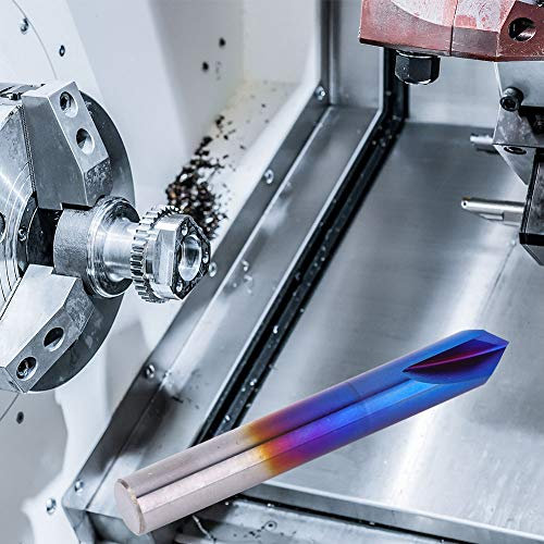 90 Degrees Chamfer End Mill 2 Flute Blue Coating Tungsten Steel Cemented Carbide Router Bit (8 * 60L)