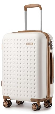 KONO Hartschalenkoffer Reisekoffer Koffer Trolleys 100% ABS Handgepäck Koffer mit 4 Spinnerräder Rollkoffer 55 * 38 * 19.5 cm TSA-Schloss Reisegepäck Weiß
