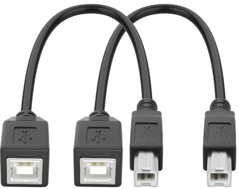 XMSJSIY USB 2.0 Type-B Printer Extension Cable USB-B Male to Female Print and Data Transfer Cable Cord Printer Short Extension Wire for Scanner Fax HDD and More -25CM/98.INCH 2PCS