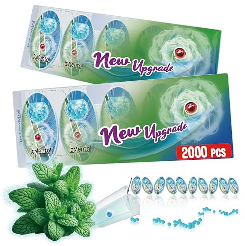 icMentol - Ice Cold Recipe, 2000 Capsules Menthol Balls for Cigarettes, Aroma Capsule, Aroma Balls, DIY Click Balls (10 Packs x 200 Capsules, Menthol)