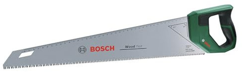 Bosch Scie à main 500 mm (Lame de scie en acier SK5 pour coupes rapides dans le bois ; 7 TPI ; Dents trempées par induction ; Guide de marquage 45°/90° ; Échelle métrique 40cm ; Ergonomique Softgrip)