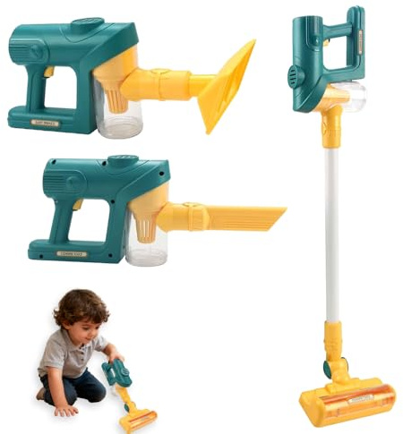 XUXLEKK Aspiradora Juguete, Aspiradora para Niños 3 en 1con 3 Tipos de Cabezales de Vacío y Sonidos,, Juego Educativo Montessori, para Niños y Niñas de 3+ Años