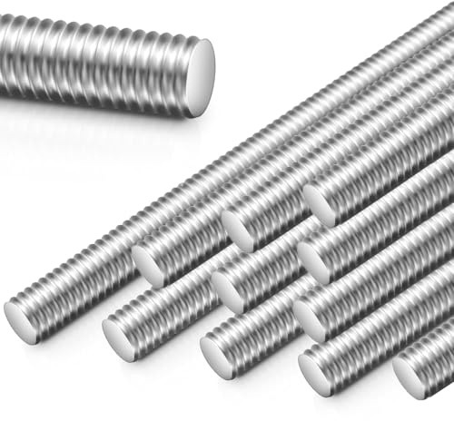 Dayalo 12 Stück M12 Gewindestangen, Gewindestange M12 x 100 mm aus Edelstahl A2 V2A, Gewindestäbe mit Metrischem Vollgewinde, Gewindestift mit Festigkeitsklasse 4,8, DIN 976