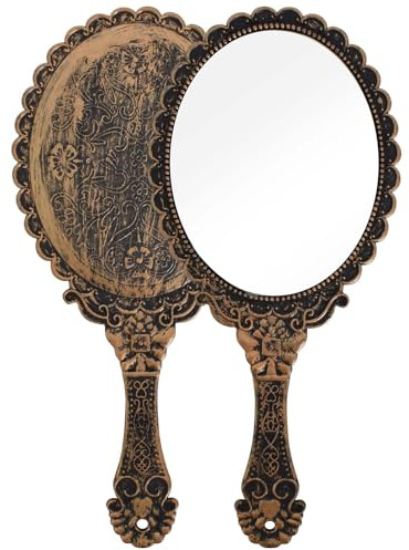 FooYee Miroir à main avec poignée rétro - Miroir cosmétique portable avec poignée - Vintage - En plastique - Pour coiffeur, maquillage, maison, voyage