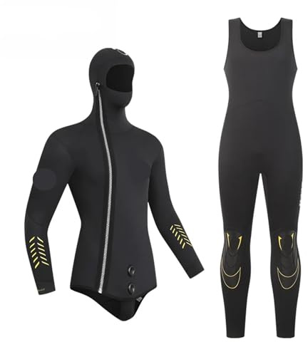 Traje de Buceo Traje de Neopreno for Buceo 5mm, 2 Piezas for Hombre, Camisetas con Capucha y Chaleco, Surf, natación, cálido(XL180-190cm80-90kg)