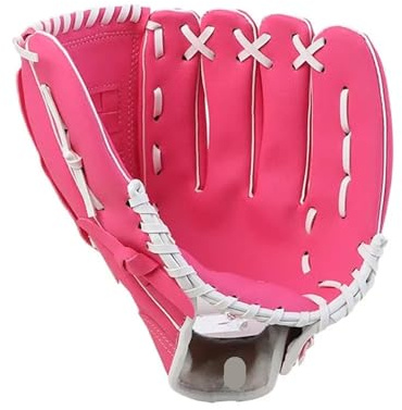 Basebollhandske baseballhandske praktisk utrustning softball, storlek 10,5/11,5/12,5, vänster hand, tonåringar, vuxna, träning, utomhussport (rosa 30 cm)