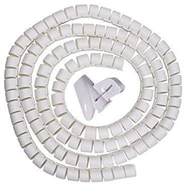 White 25mm Large Cable Wire Tidy Wrap PC Home Cinema TV Organising Kit with Feeder
