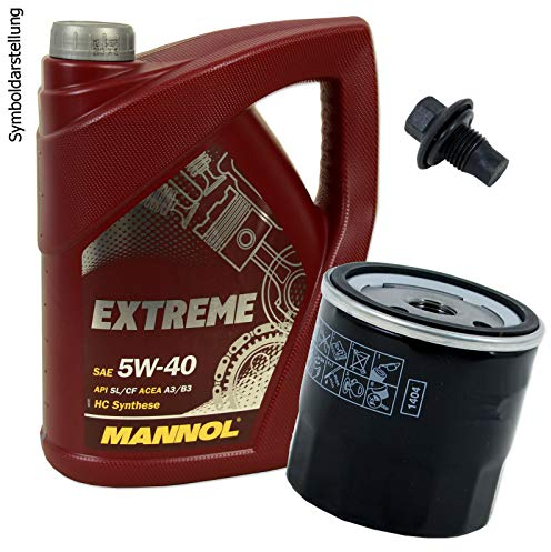 Ölwechsel Set Inspektion 5 Liter Mannol Extreme 5W-40 Motoröl + Ölfilter + Öl Ablassschraube Verschlussschraube