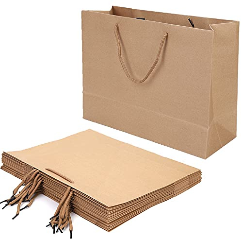 Extra Large Paper Gift Bag With Handle - Shopping and Party Carrier for Valentine's Day, Birthday, Wedding, Clothing, Dress, Scarf - 10 Pack