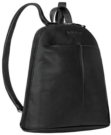 STILORD 'Olivia' City Rucksack Damen Leder Daypack kleiner Lederrucksack Rucksackhandtasche zum Ausgehen für 9,7 Zoll iPads und 10,1 Zoll Tablets echtes Leder, Farbe:schwarz