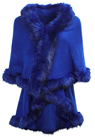 ZLYC Fuskpäls för damer, vinterpäls, poncho, stickad halsduk, sjal, varm cape, cardigan