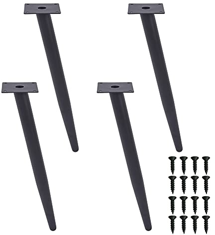 H JINHUI 4 Pcs 16 Oblique Table Legs, Metal Furniture Legs with Anti-Slip Cup, Cone Cabinet Legs, Heavy Duty Coffee Table Legs, No-Slip Silent Base Placement for Furniture, Sofas, Cabinets