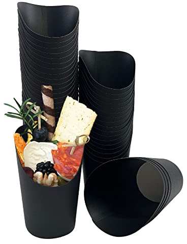 50 pièces 14 oz fournitures de fête jetables frites frites tasse collation fête gobelets en papier kraft pour les buffets de nourriture de fête (le noir)