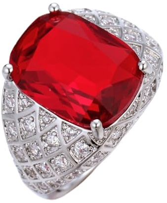 HALUKAKAH Rubis Bague pour Homme Tanzanite D10,0 ct Argent 925 Plaqué Platine,Audacieuse Sertie Griffes en Ovale Vintage,Pierres Latérales en Moissanite,Taille Ajustable,Cadeau pour Mari,Petit Ami