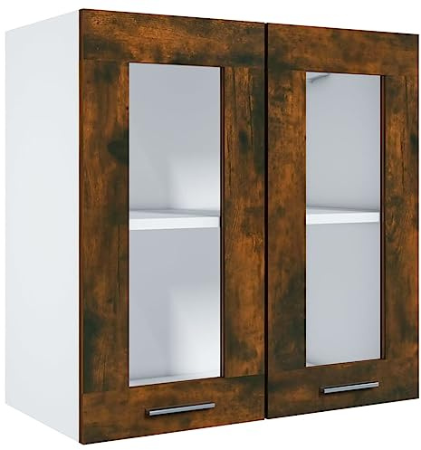 vidaXL Vitrine Suspendue Lyon Chêne fumé 60 x 31 x 60 cm Bois d'ingénierie