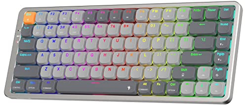 Redragon K652 75% RGB Mechanische Tastatur, Bluetooth/2,4ghz/kabelgebundener Tri-Modus 84 Tasten Gaming-Tastatur mit Aluminium-Plate, für Win/mac System & Low Profile Rote Schalter