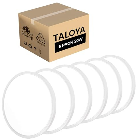 TALOYA Flush Mount Light Fixture, 6 Pack of 20W 12 Inch 5 Color Setting Options Led Ceiling Lamp for Bedroom Hallway Basement Closet Utility Office