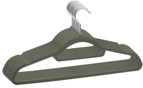 ABHENG 20 Stück Kleiderbügel Samt, Anzugbügel Platzsparend, Hosenbügel, 360° Drehbarer Haken, rutschfeste und strapazierfähige mit Krawattenhalter,43B x 22H cm, für Mäntel,Kleider,Hemden,Grau,AFY0420G