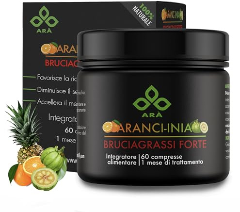 ARÀ® Integratore alimentare con Garcinia Cambogia, Arancio Amaro, Caffè Verde, Guaranà e Bromelina | Formula Completa Potenziata 100% Naturale |60 CPR | Made in Italy | ARANC-INIA
