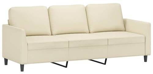 vidaXL Sofá de 3 plazas de Cuero sintético Color Crema 180 cm
